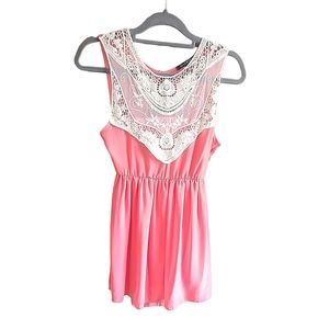 Love Love Pink Mesh Lined and Embroidered Size Small